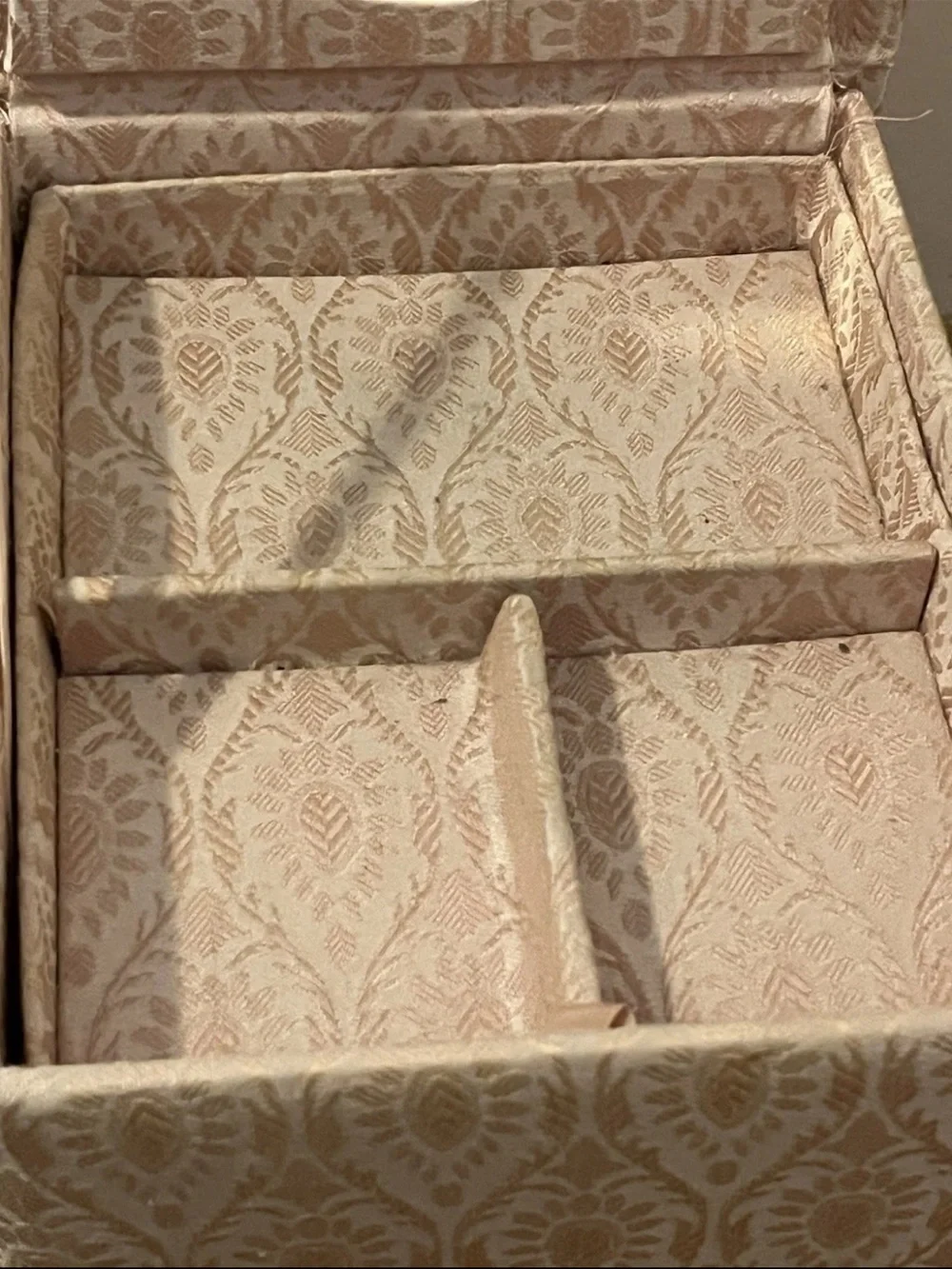 Decorative Fabric Jewelry Box in Pink and Gold. Coquette. Pattern. Vintage.